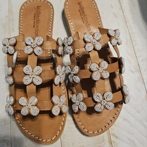 NIB Anthropologie Laidback London slide beaded flower sandals